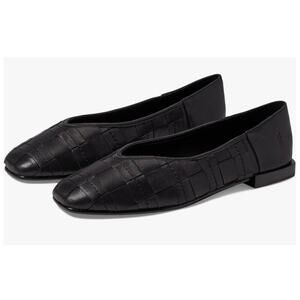 Frye Black Claire Woven Leather Ballet Flats Square Toe Womens 11 Slip On Shoes